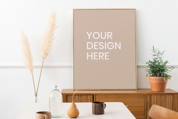 Rectangle gold nice photo frame mockup