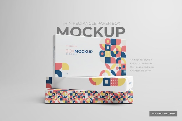 PSD rectangle paper box mockup for product packaging design presentation. multiple box view