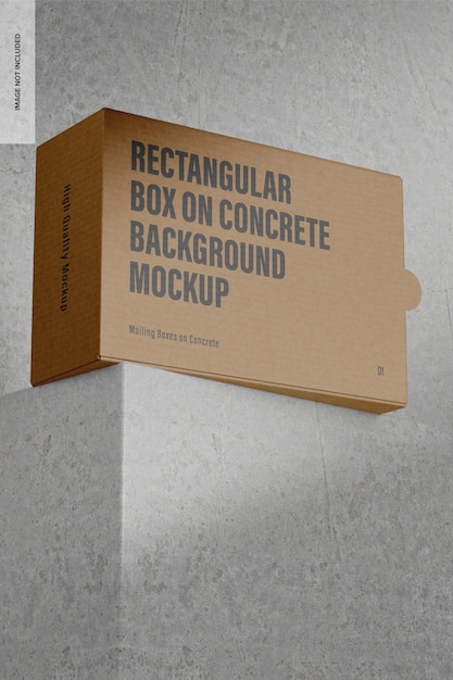 Rectangular Box on Concrete Background Mockup, Low Angle View