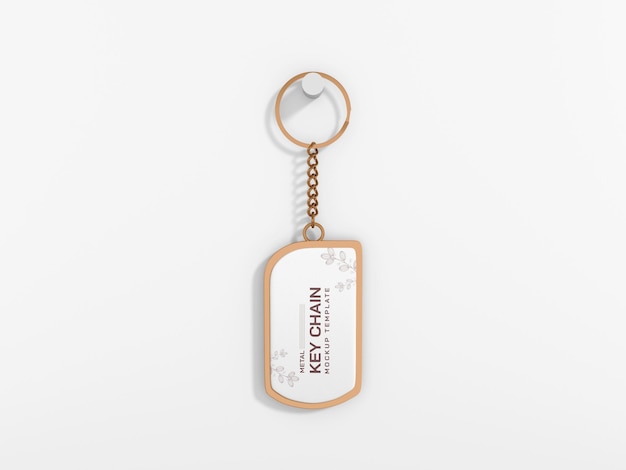 PSD rectangular metal keychain keyring mockup