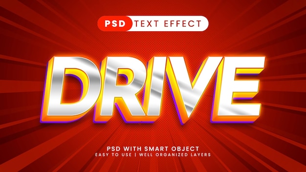 Red bold drive psd text effect