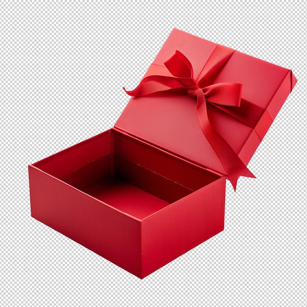 PSD a red box with a bow on it that says gift