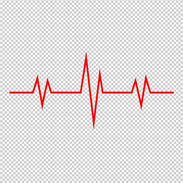 PSD red colour medical heartbeat line on white background