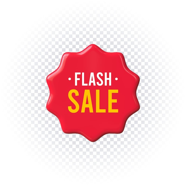 Red flash sale tag 3d render isolated