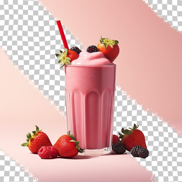 Red fruit smoothie against a transparent background