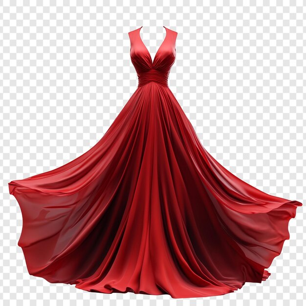 PSD red gown with flowing skirt