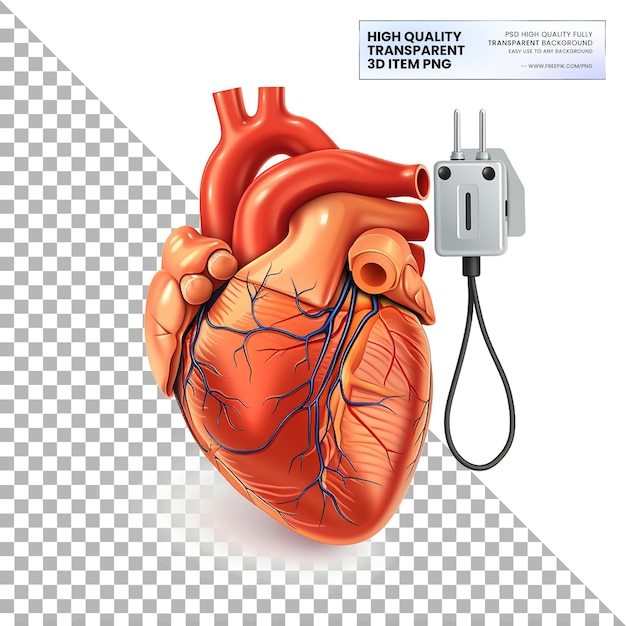 a red heart with a wire attached to it