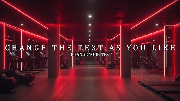 PSD red neon gym interior