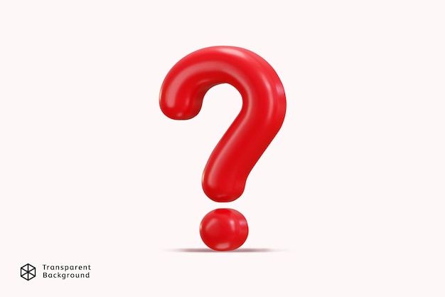 PSD red question mark icon 3d rendering vector illustration