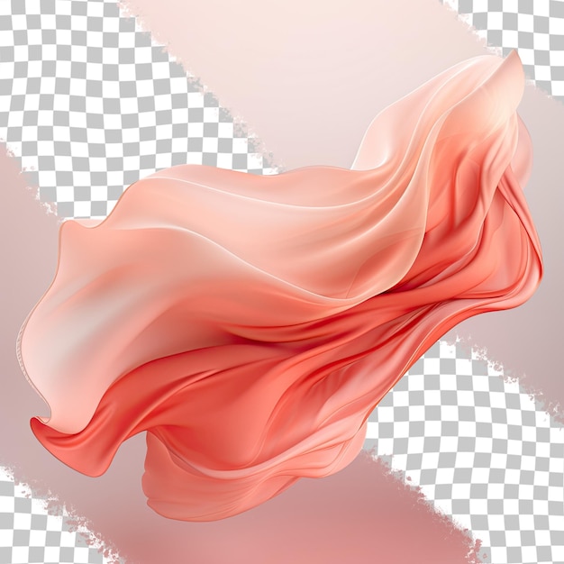 PSD red silk or satin fabric flowing in the wind isolated on transparent background