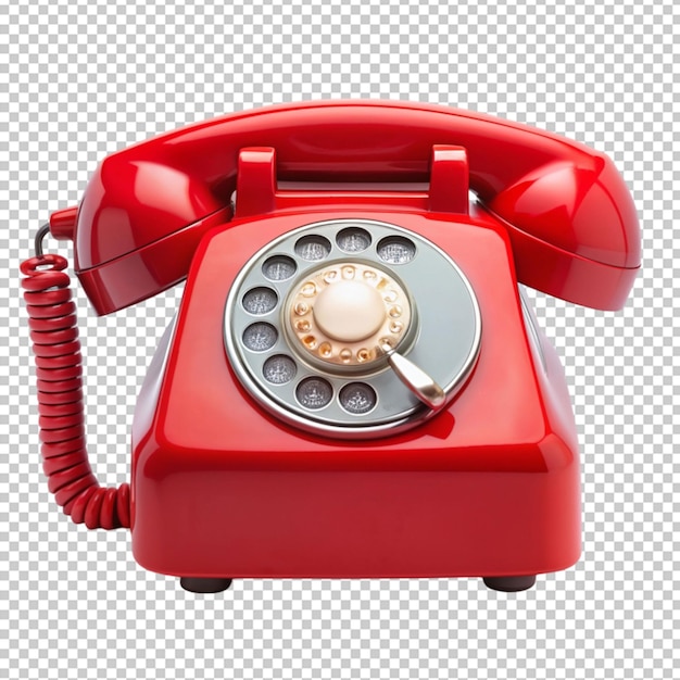 PSD red telephone on transparent background