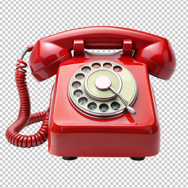 PSD red telephone on transparent background