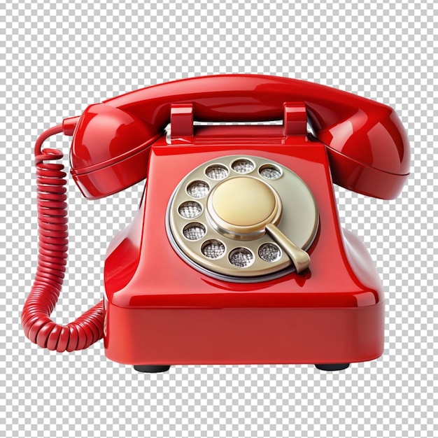 PSD red telephone on transparent background