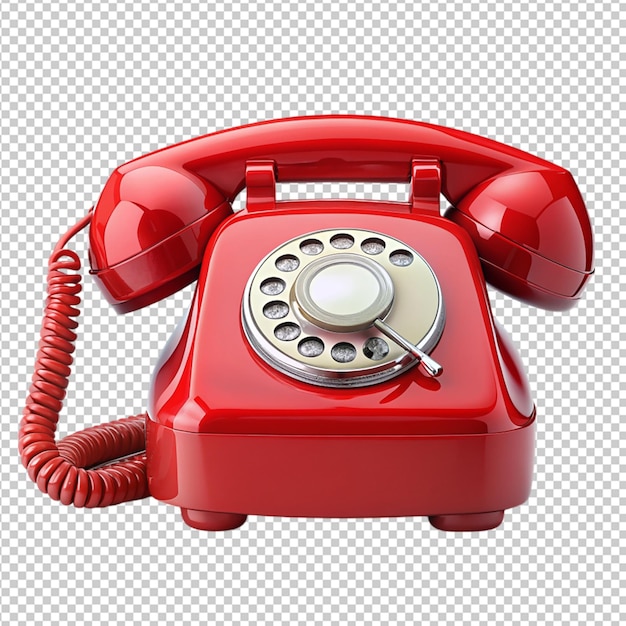 PSD red telephone on transparent background