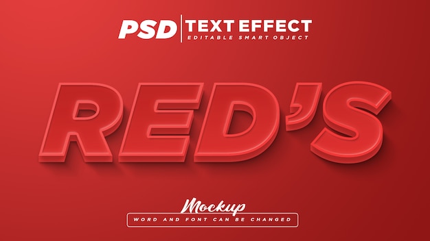 Red text effect editable text mockup