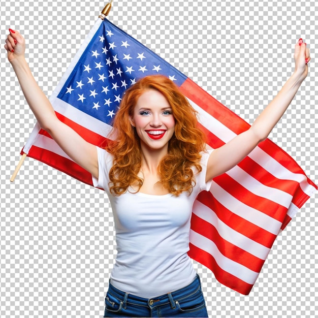 redhead woman at the us independence day