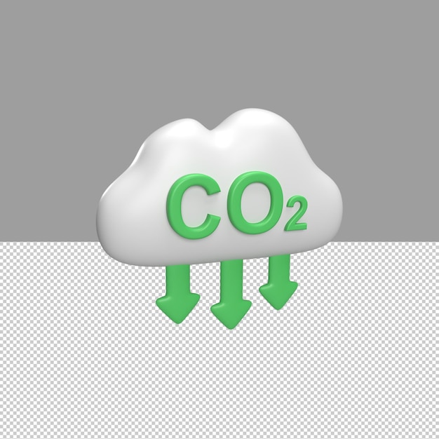 PSD reduce carbon dioxide 3d icon and symbol concept render object