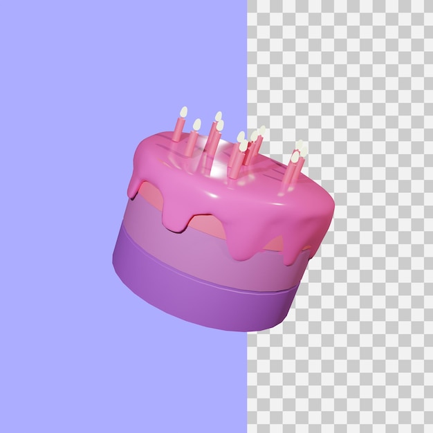 rendering 3d birthday cake icon