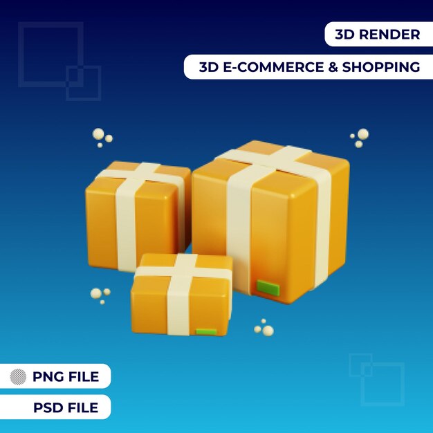 PSD renderowania 3d opakowanie pudełko ikona ilustracja obiekt premium psd