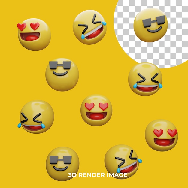 renderowania 3d wyrażenia emoji izolowane emoji