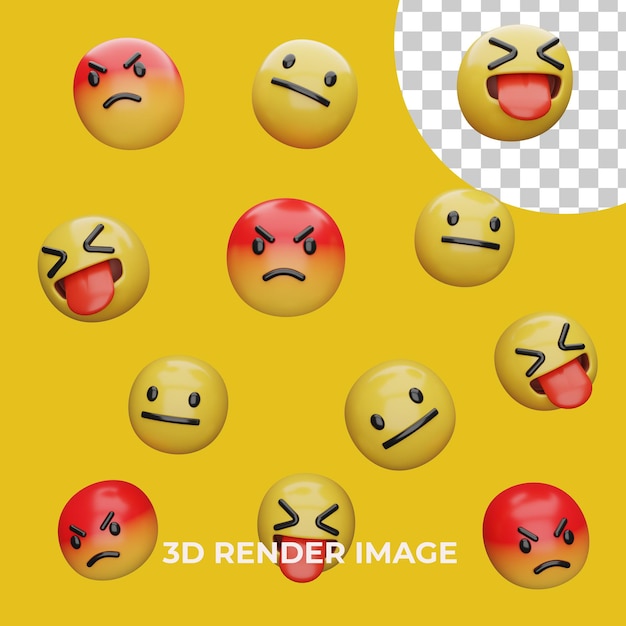 renderowania 3d wyrażenia emoji izolowane emoji