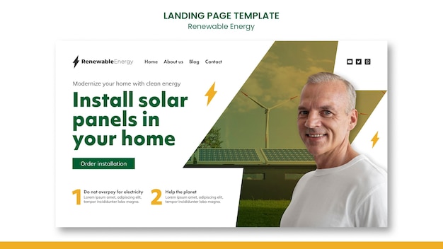 Renewable energy landing page design template