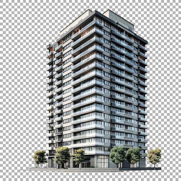 PSD residential building on transparent background ai generated