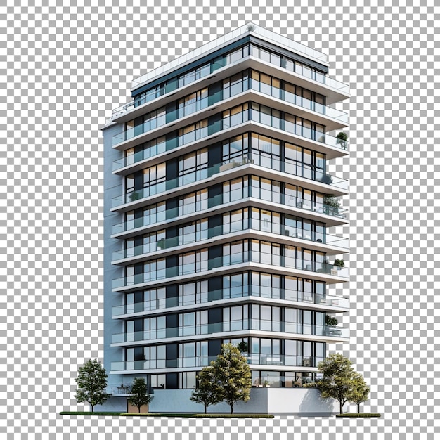 PSD residential building on transparent background ai generated