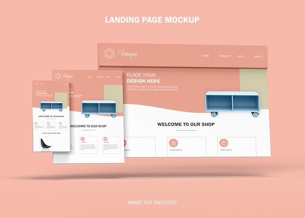 Responsive landing page website mockup