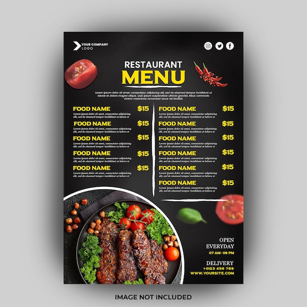 Restaurant menu brochure template design