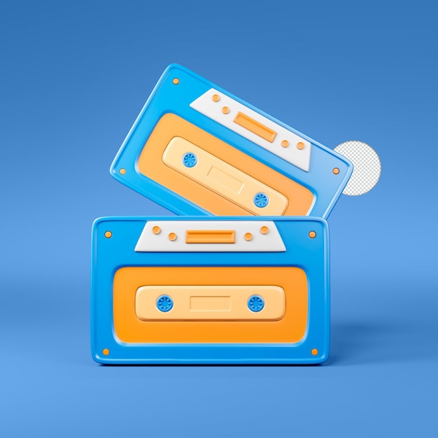 Retro cassette tape icon Isolated 3d render Illustration