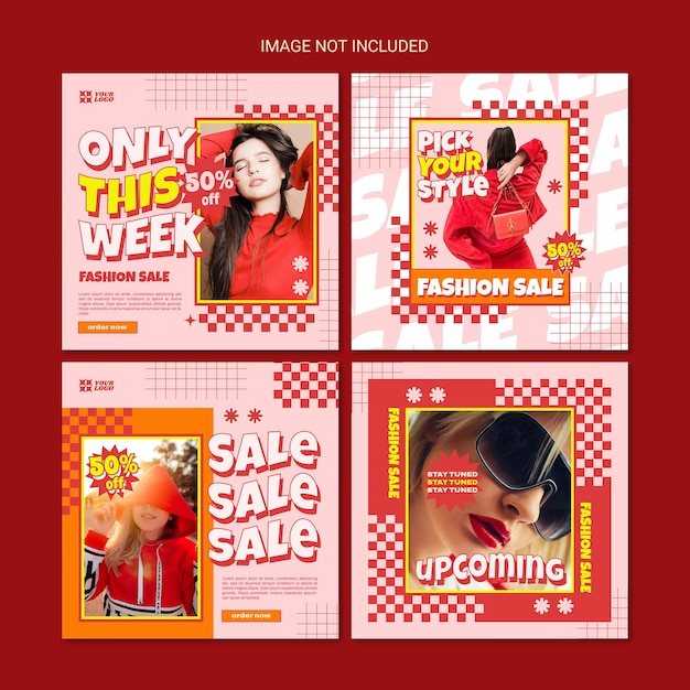 PSD retro fashion sale instagram post collection