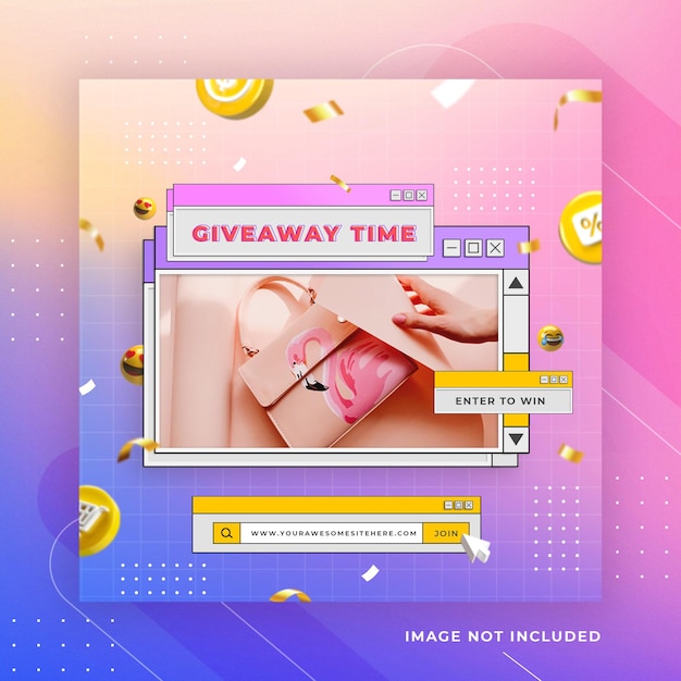 Retro give away contest social media post instagram template Premium Psd