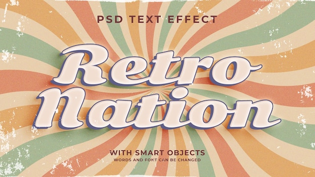 PSD retro nation psd editable text effect