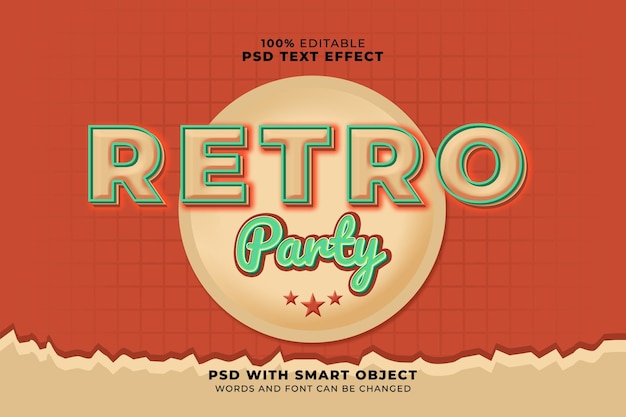 PSD retro party text effect