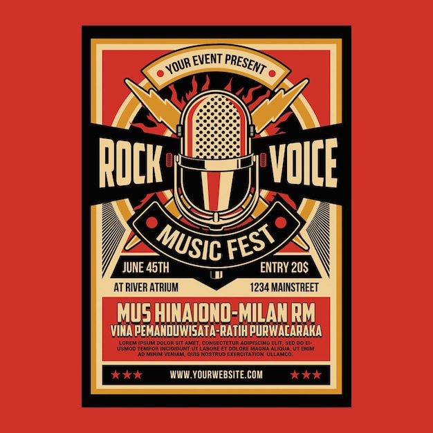 Retro Rock Music Poster Flyer Template