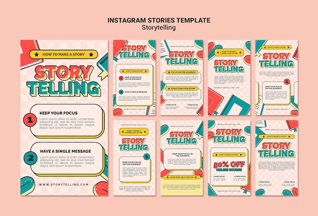 PSD retro storytelling instagram-verhalen sjabloon