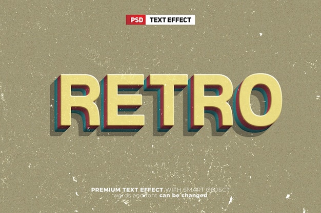 PSD retro vintage 3d editable text effect