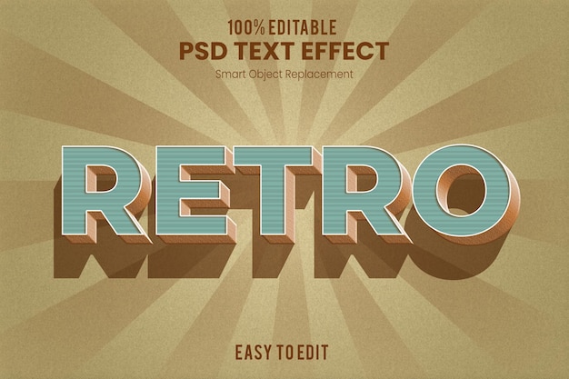 PSD retro vintage 3d extruded text effect