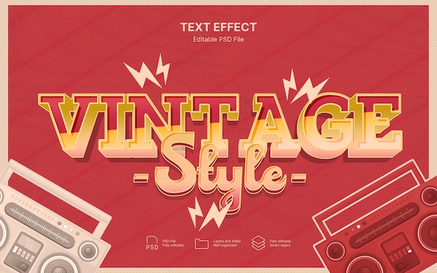 PSD retro vintage tekst effect