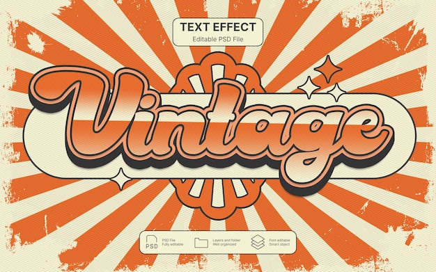 PSD retro vintage text effect