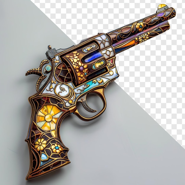 Revolver with Byzantine Stained Glass Theme Isolated