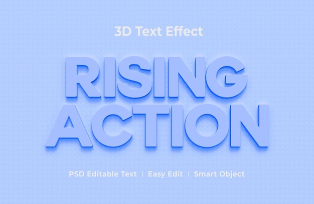 PSD rising action 3d text effect mockup template