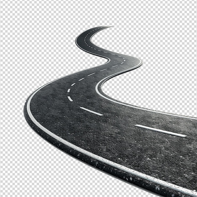PSD road journey path isolated on transparent background