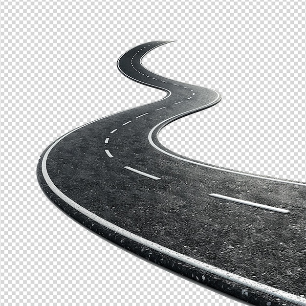 Road journey path isolated on transparent background