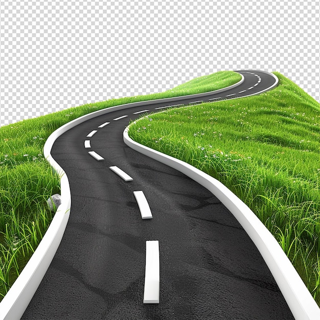 PSD road journey path isolated on transparent background