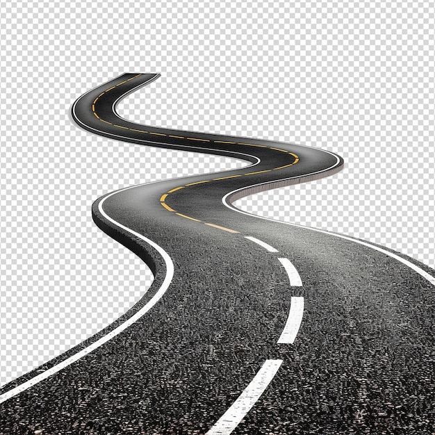 Road journey path isolated on transparent background