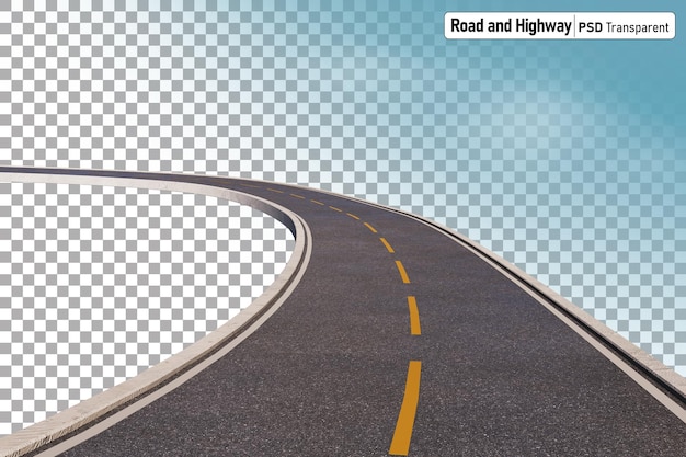 PSD road or street and highways with clipping path 3d illustration