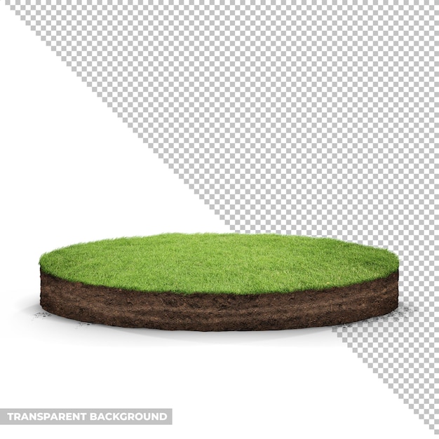 PSD a round landwith a green grass on it and a white background with a green grass on the top