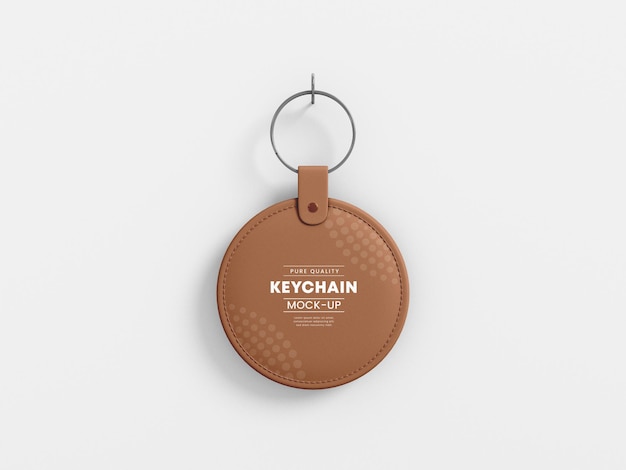 Round Leather Keychain Mockup